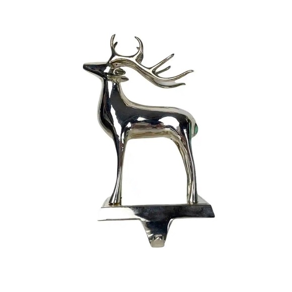 Pottery Barn Holiday Pottery Barn Set Of 3 Silver Plated Reindeer Stocking Holders Hanger